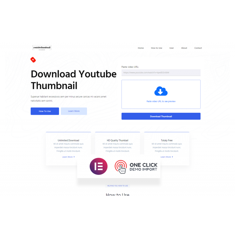 Youtube thumbnail Grabber - Youtube thumbnail Downloader One Page WordPress Theme