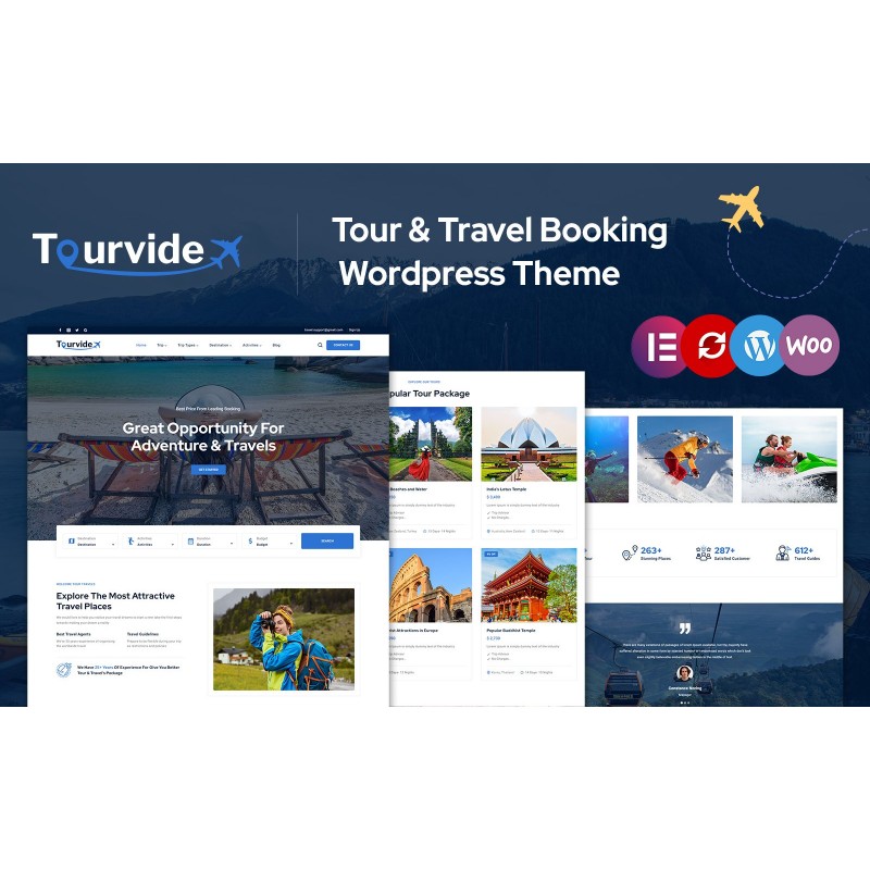 Tourvide - Tour Travel Booking Elementor Wordpress Theme
