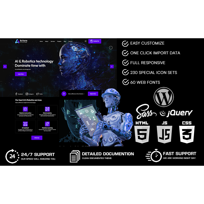 Artora - Artificial Intelligence & Technology Wordpress Theme