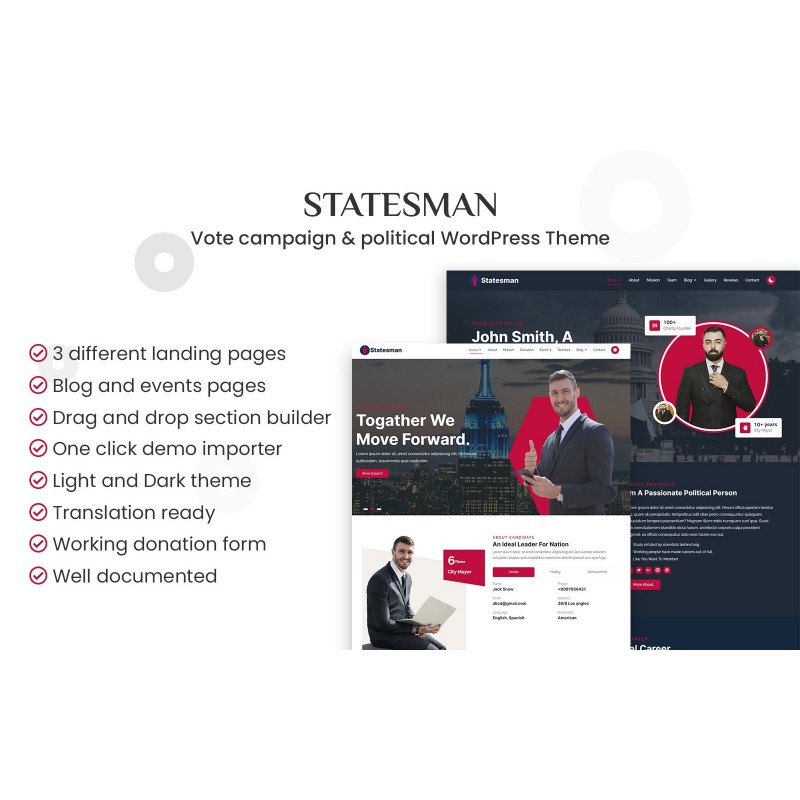 Statesman - Vote Campaign, Portfolio & Political WordPress Theme