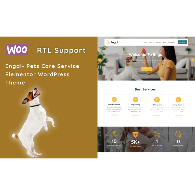Engal - Pets Care Service Elementor WordPress Theme