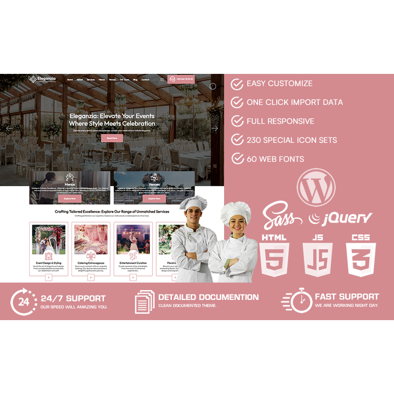 Eleganzia - Catering & Event Planning WordPress Theme