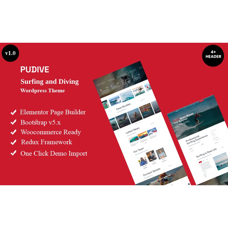 Pudive - Surfing & Diving Wordpress Theme