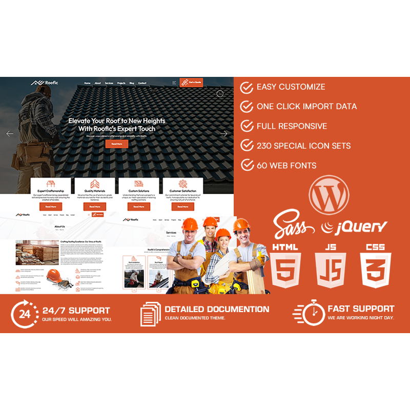 Roofic - Roofing Services WordPress Theme