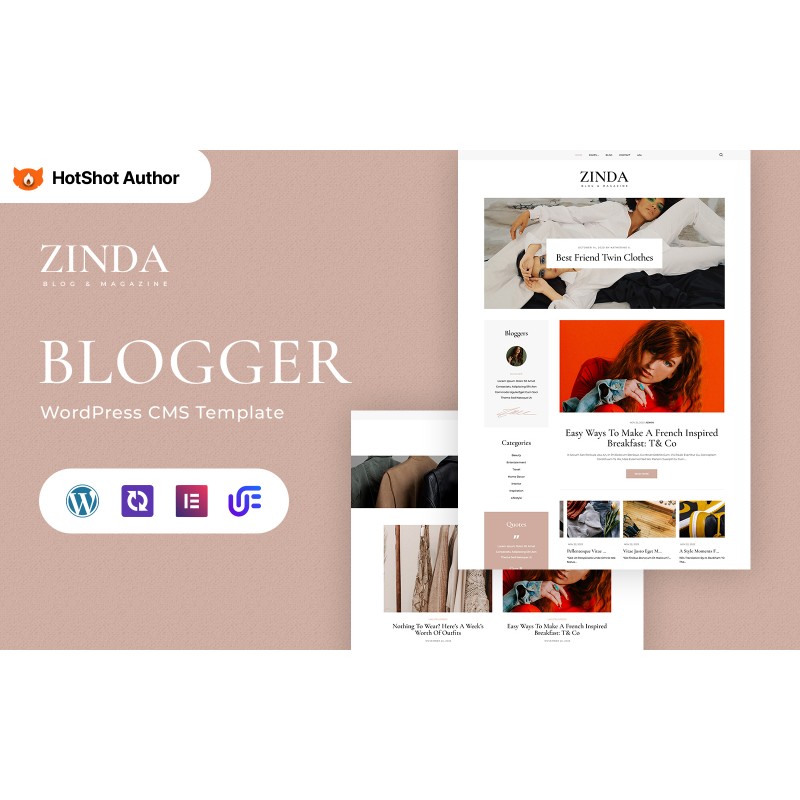 Zinda - Fashion Blog WordPress Elementor Theme