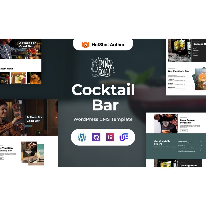 Pina Colaa - Cocktail Bar WordPress Elementor theme