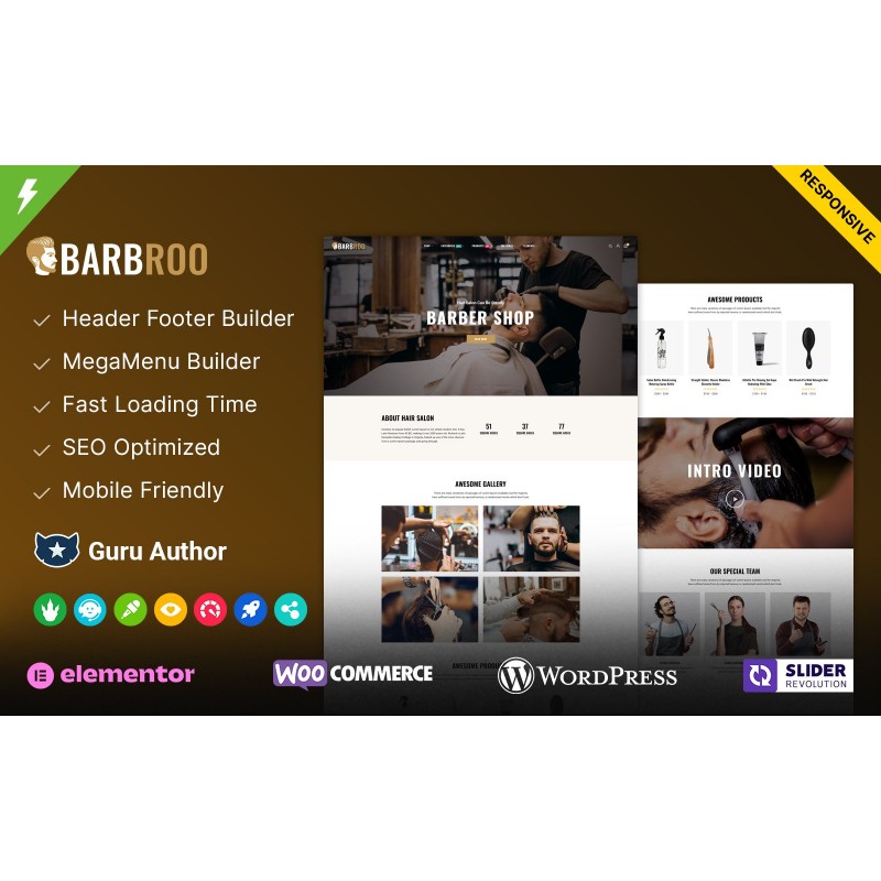 Barbroo - Hair Salon and Barber Shop Elementor WordPress Theme