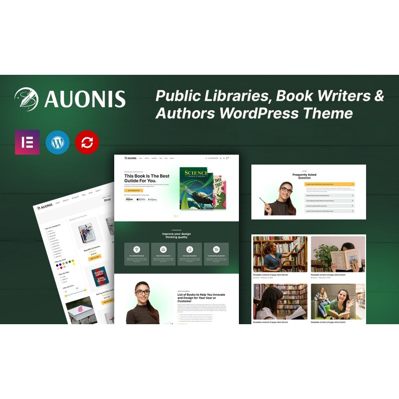 Auonis - Public Libraries, Book Writers, and Authors WordPress Theme