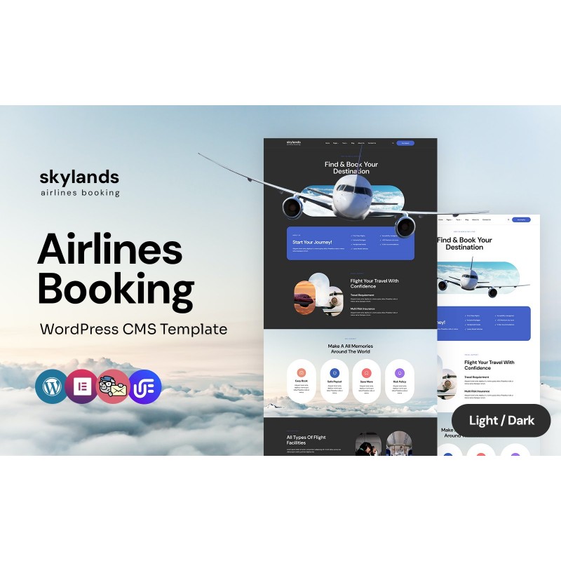 Skylands - Airline Tickets Multipurpose WordPress Elementor Theme