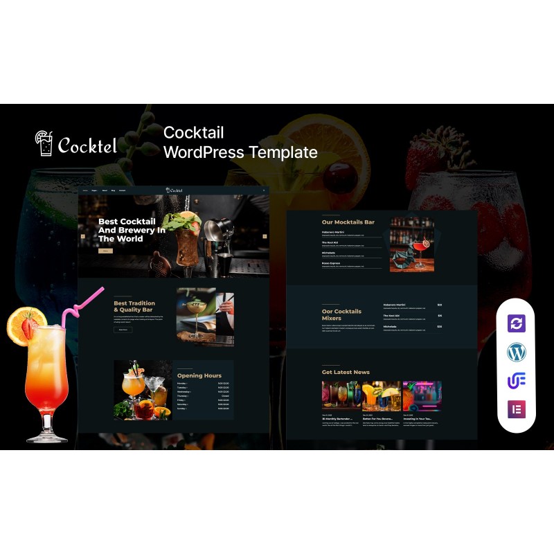 Cocktel - Cocktail Bar And Restaurant WordPress Elementor Theme