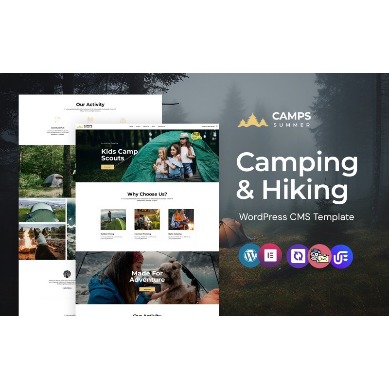Camps - camping, hiking and adventure WordPress Elementor Theme