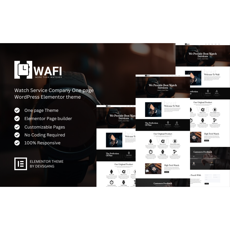 Wafi - A Minimal & Clean Watch Service Company Wordpress Theme