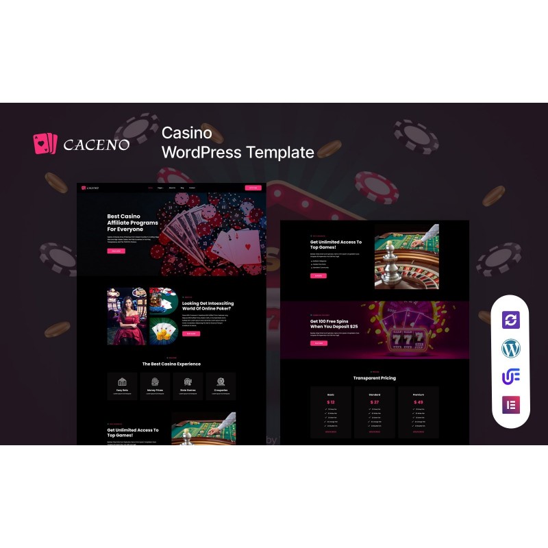 Caceno - Casino And Gambling WordPress Elementor Theme