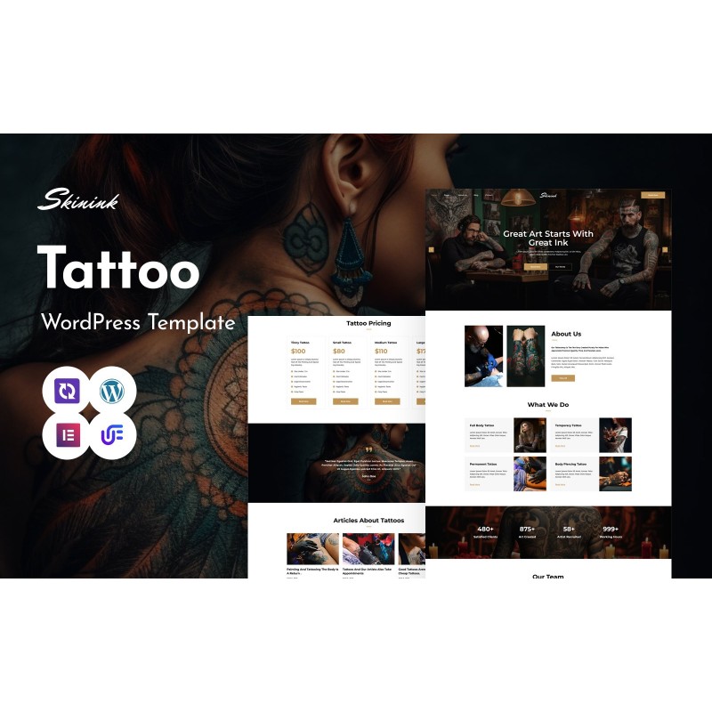 Skinink - Tattoo Artist Multipurpose WordPress Elementor Theme