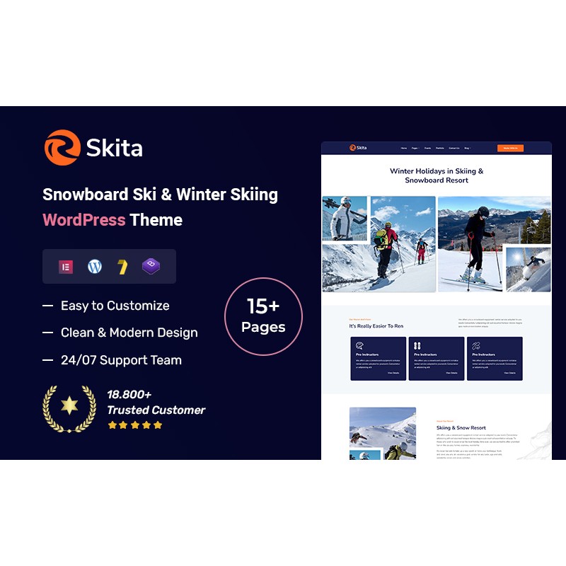 Skita &ndash; Snowboard Ski & Winter Skiing WordPress Theme