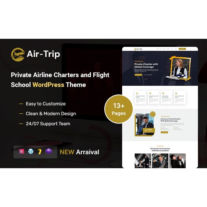 Airtrip - Private Airline Charters and Flight School WordPress Theme