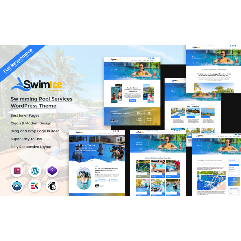 Swimice - Swimming Pool Services WordPress Theme
