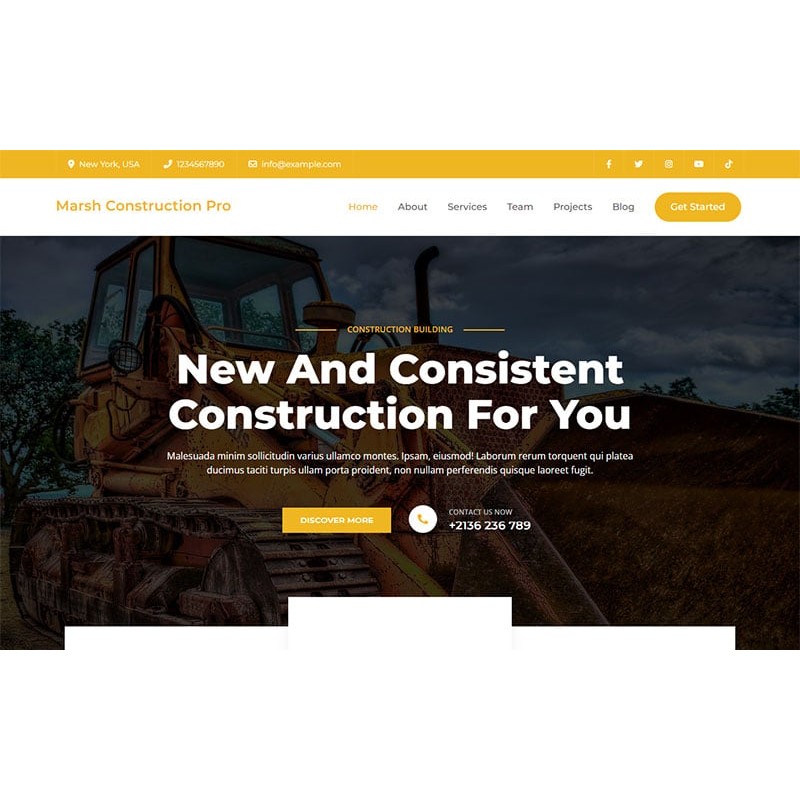 Marsh Construction Pro - Elementor based Construction WordPress Theme
