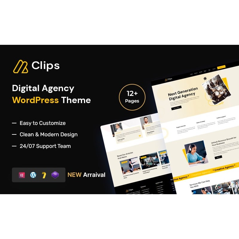 Clips &ndash; Digital Agency Elementor WordPress Theme
