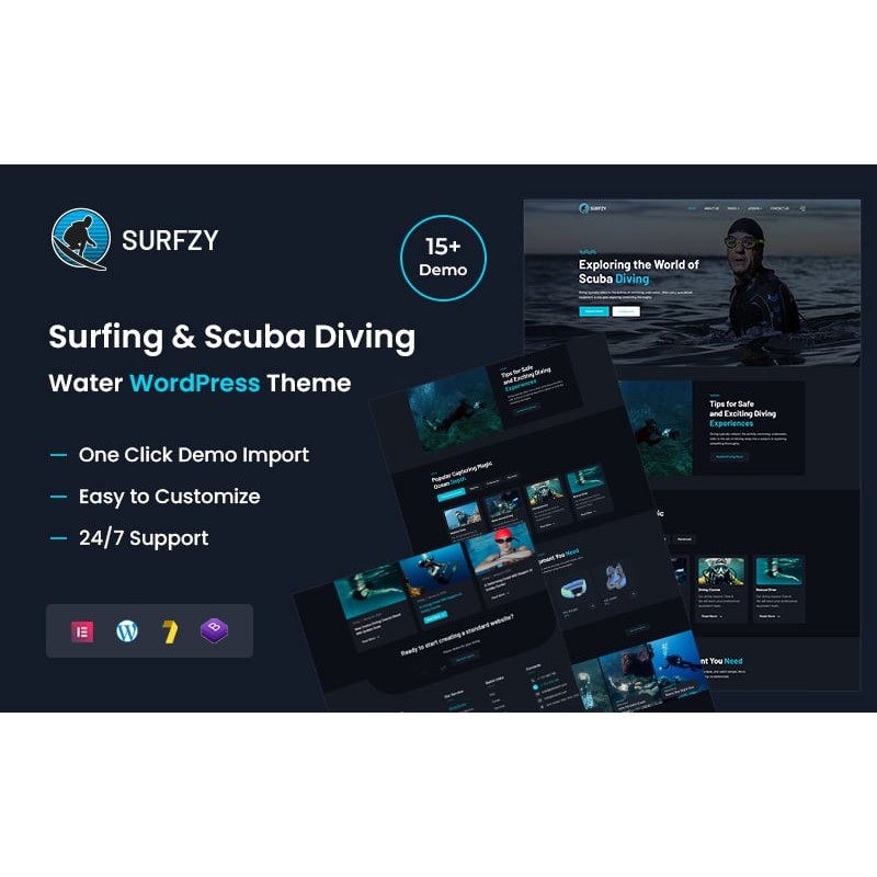 Surfzy &ndash; Surfing and Scuba Diving Water WordPress Theme