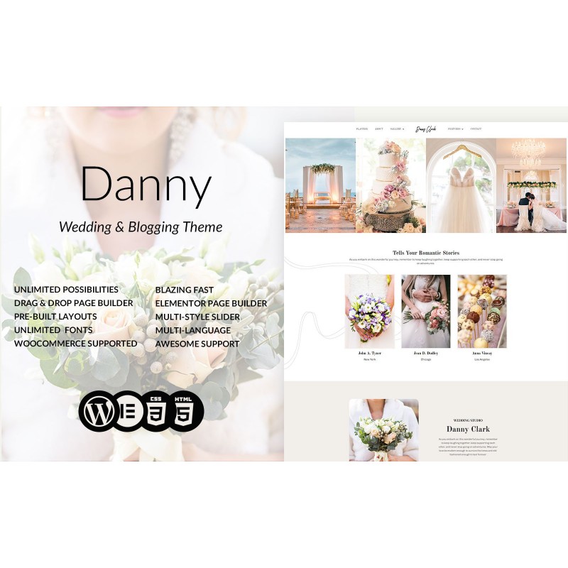 Danny - Wedding Photography & Studio Wordpress Theme