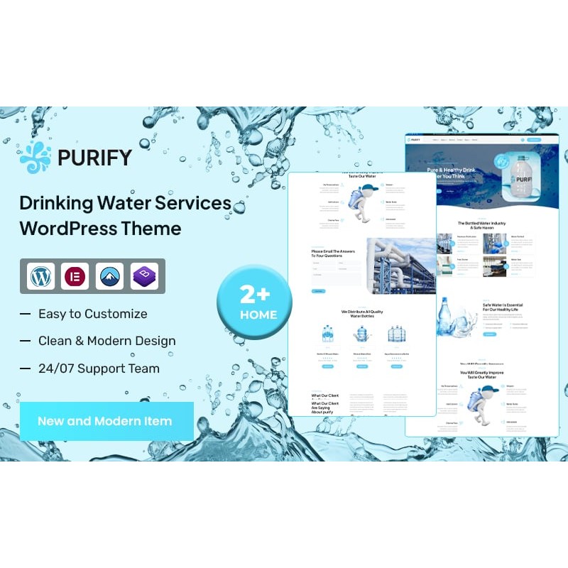 Purify - Drinking Water and Delivery Services WordPress Theme