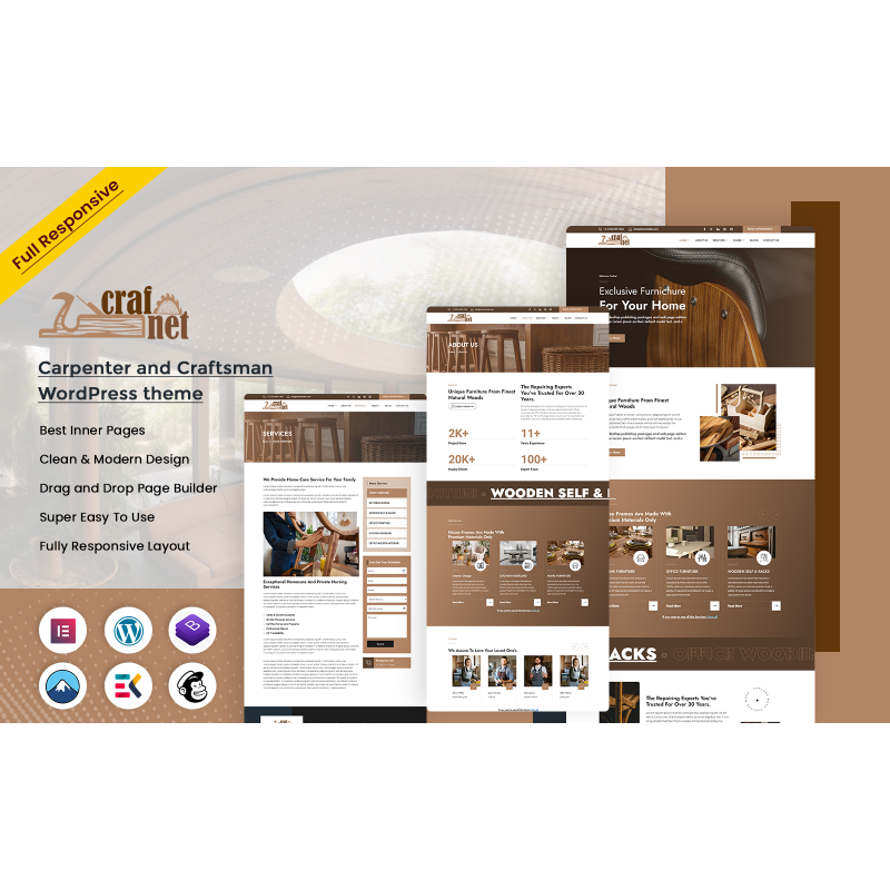 Crafnet - Carpenter and Craftsman Woodwork WordPress theme