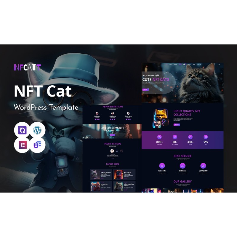 Nfcatt - NFT Artistry And Digital Creations WordPress Elementor Theme