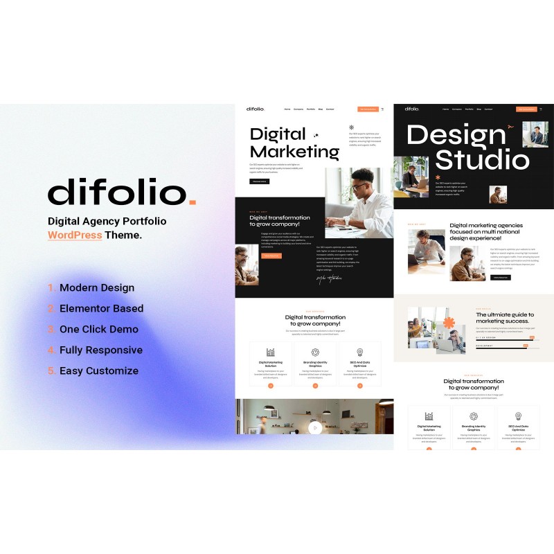 Difolio - Digital Agency Creative Portfolio WordPress Theme