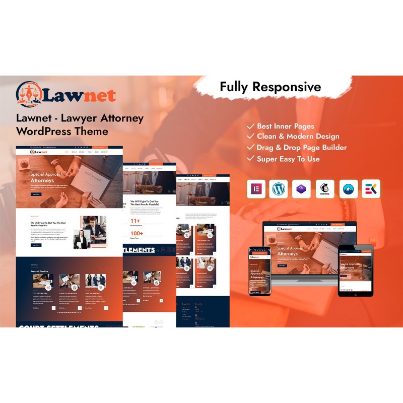 Lawnet - Lawyer Attorney WordPress Theme