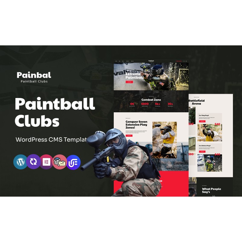 Painbal - Paintball Club Multipurpose WordPress Elementor Theme