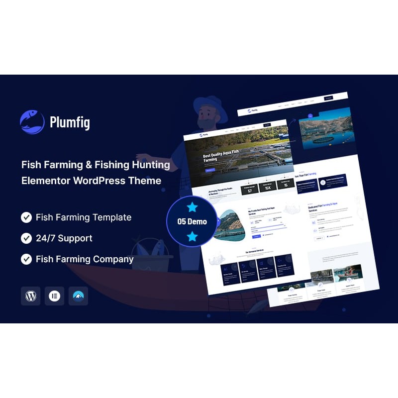 Plumfig &ndash; Fish Farming & Fishing Hunting Elementor WordPress Theme