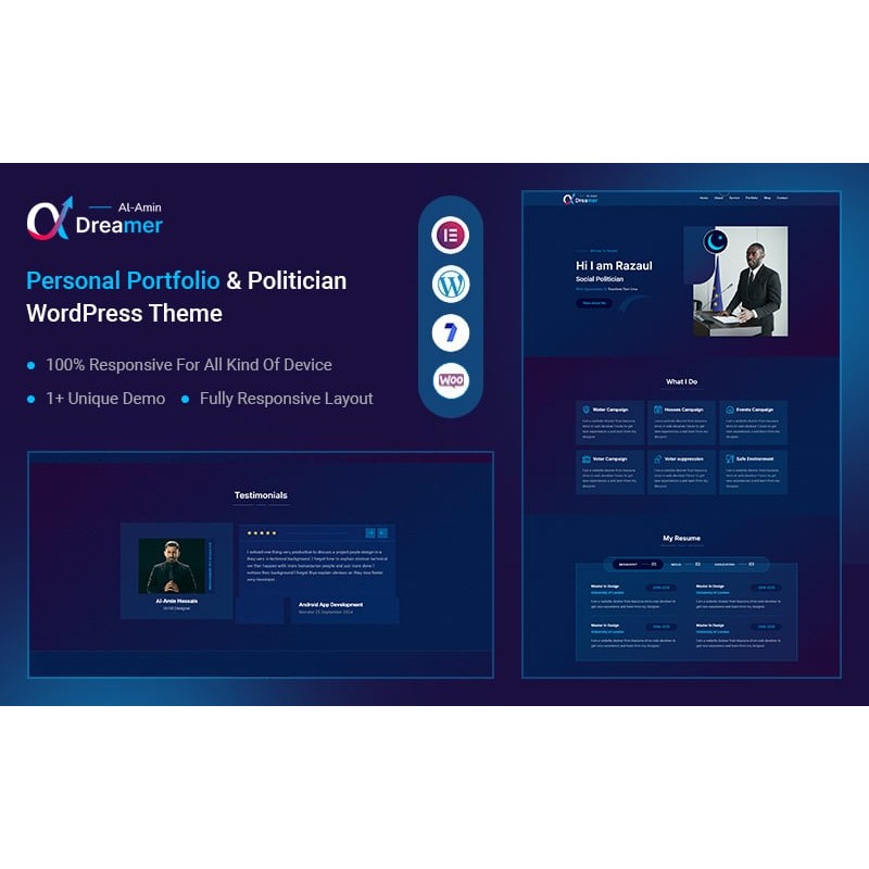 Dreamer &ndash; Personal Portfolio & Politician WordPress Theme