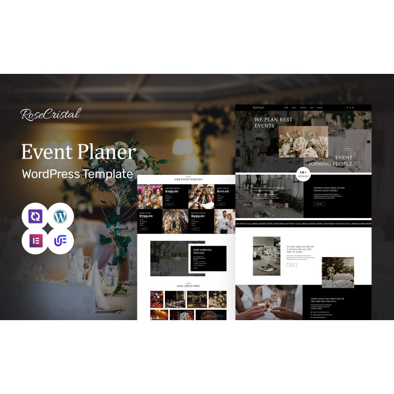 RoseCristal - Event Planner And Wedding Planner WordPress Elementor Theme