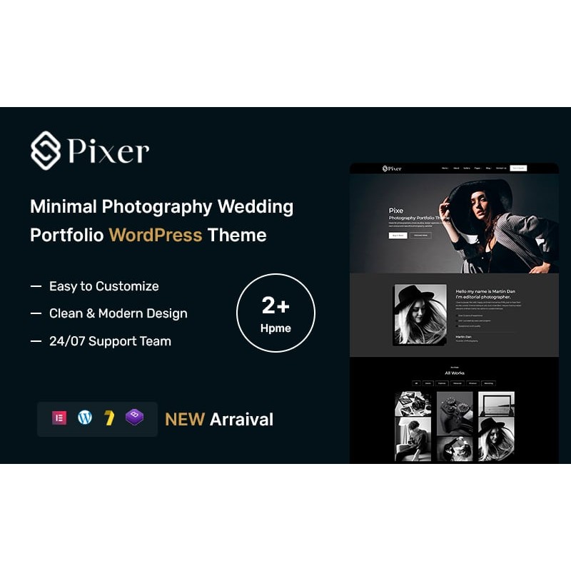 Pixer &ndash; Minimal Photography Wedding Portfolio WordPress Theme
