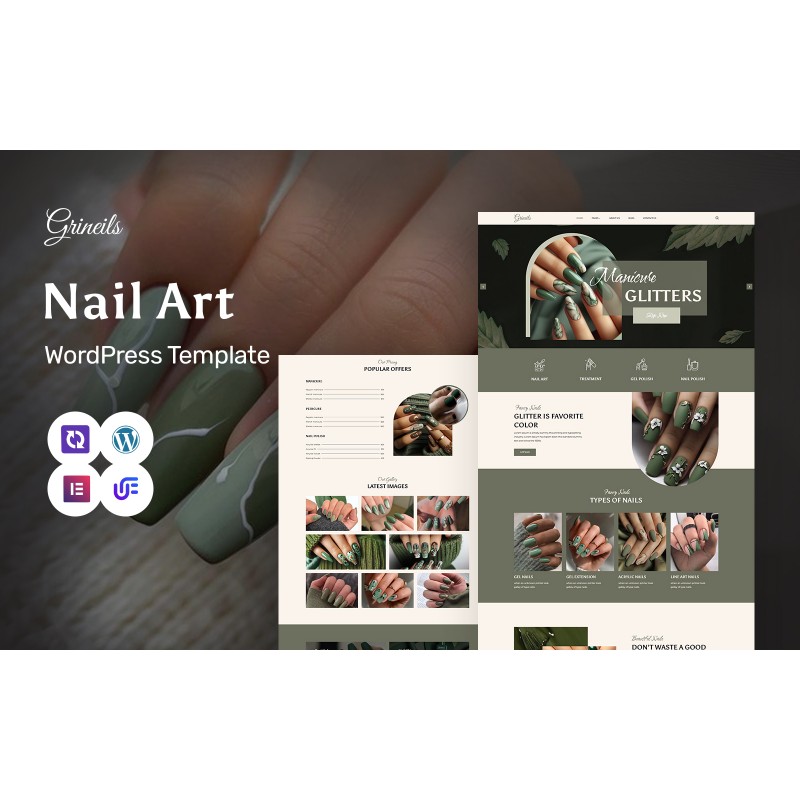 Grineils - Nail Salon And Nail Art WordPress Elementor Theme