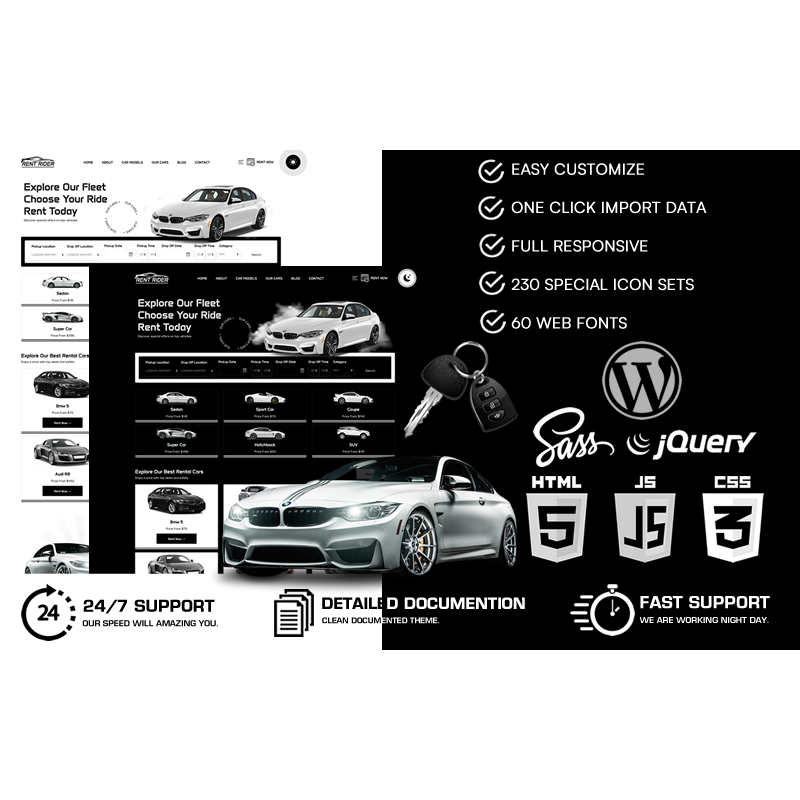 RentRider - Car Rental WordPress Theme