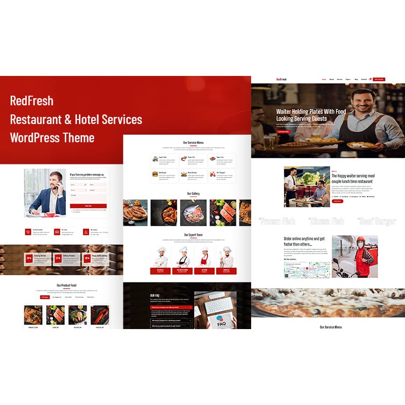 RedFresh Restaurant & Hotel Services WordPress Theme