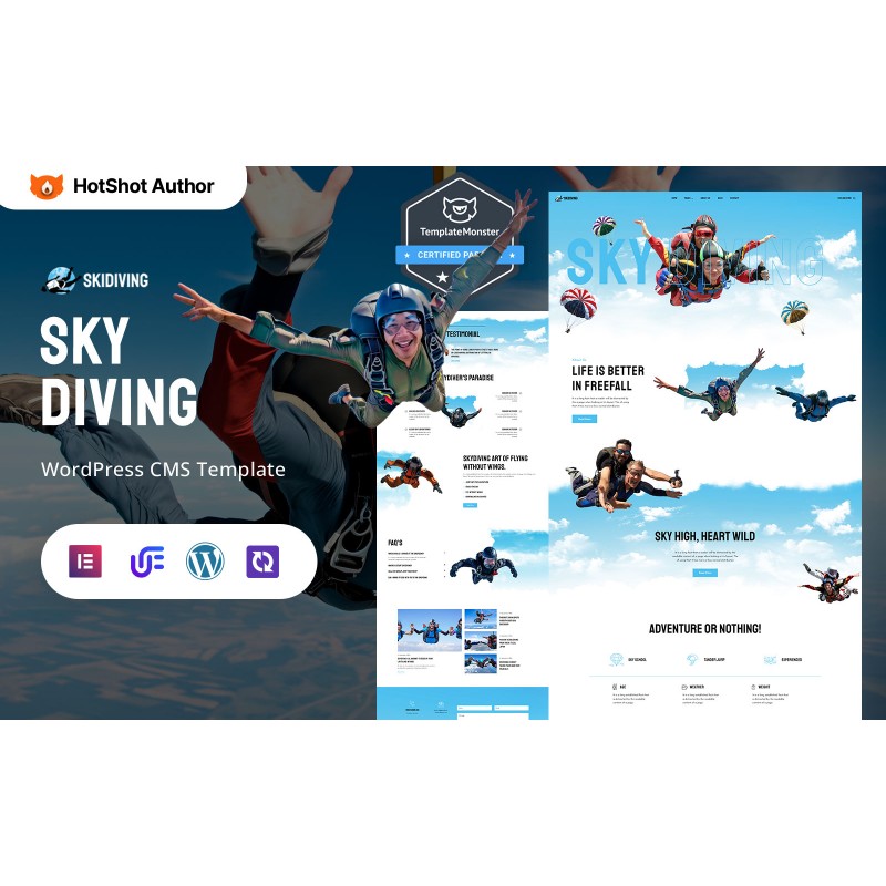 Skidiving - Skydiving Adventure And Parachute WordPress Elementor Theme