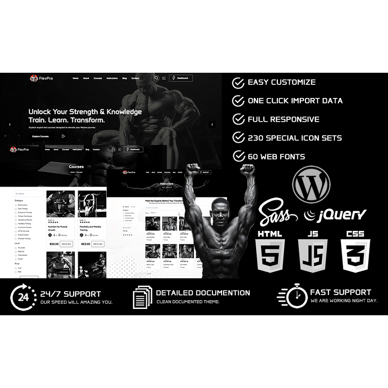 FlexPro - Bodybuilding & Online Courses & Education WooCommerce WordPress Theme