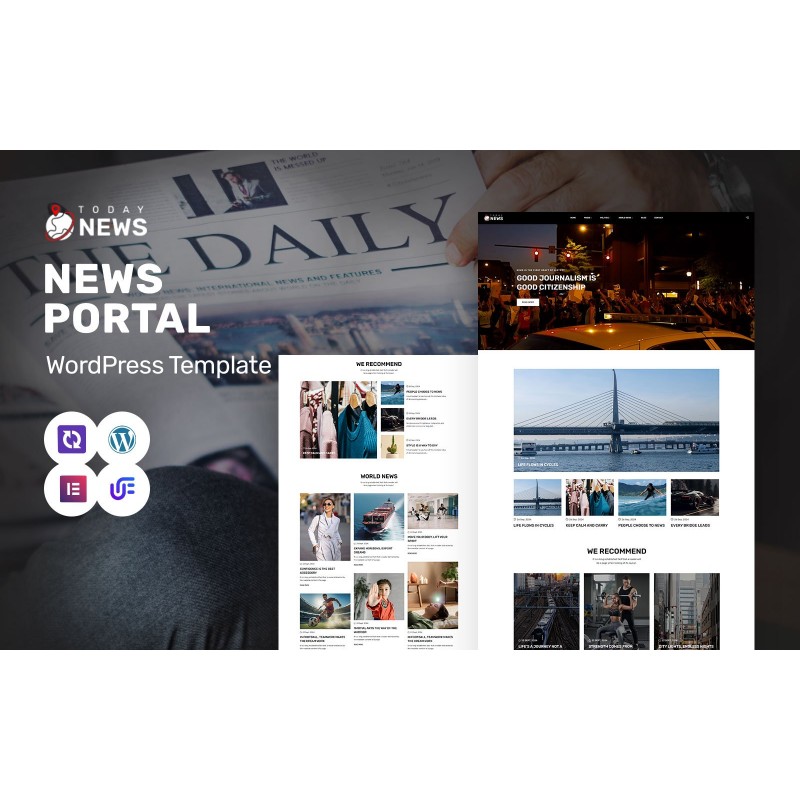 Today News - Modern News Portal And Media WordPress Elementor Theme