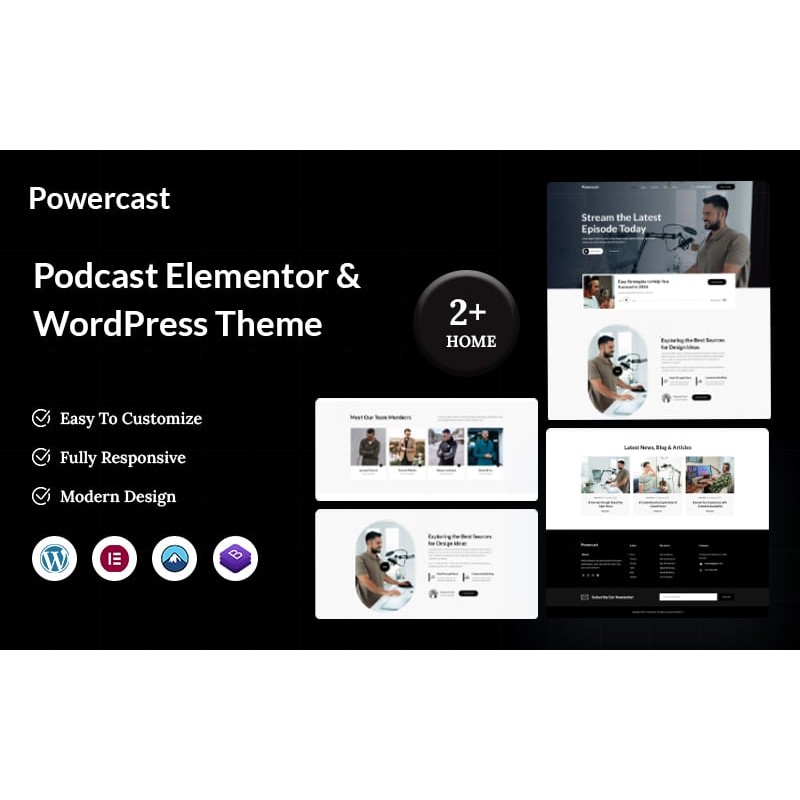 Powercast &ndash; Podcast Elementor WordPress Theme