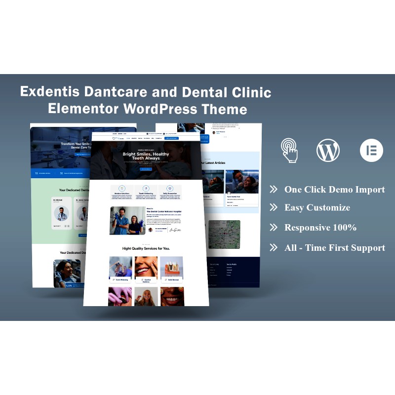 Exdentis Dantcare and Dental Clinic Elementor WordPress Theme