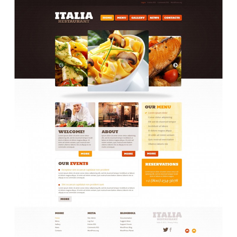 Restaurant of Italian Food WordPress Theme