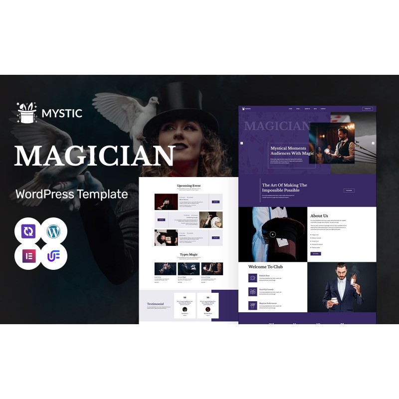Mystic - Magician & Entertainment Booking WordPress Elementor Theme