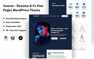Sourov - Resume & Cv One Pages WordPress Theme