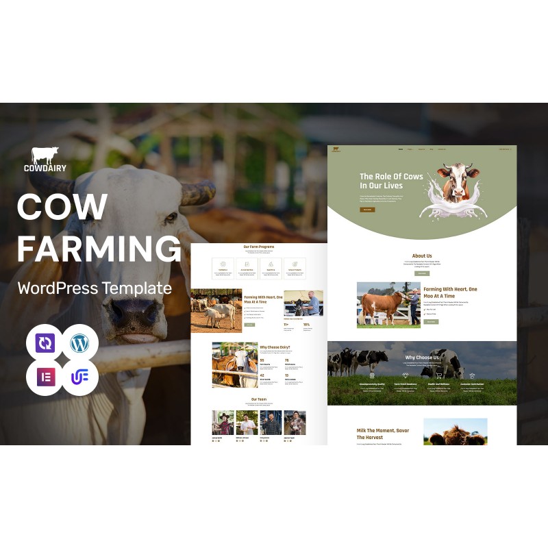 Cowdairy - Cow Farming & Dairy Production WordPress Elementor Theme