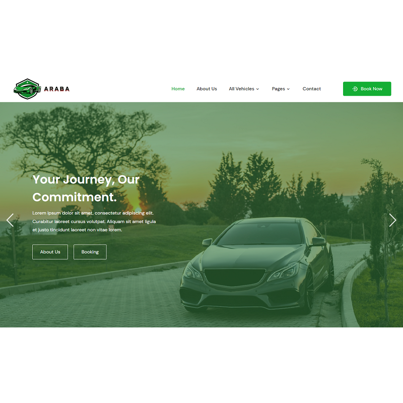Araba - Car, Bike, Taxi, Vehicle, Ride Share Rental, and Booking Elementor WordPress Theme
