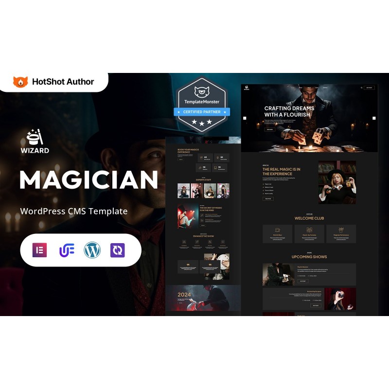 Wizard - Magician Showcase And Entertainment WordPress Elementor Theme
