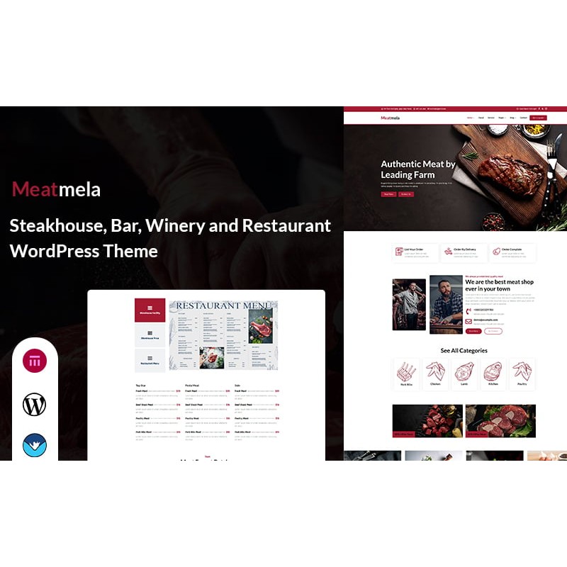 Meatmela - Steakhouse, Bar, Meat, Winery and Restaurant WordPress Theme